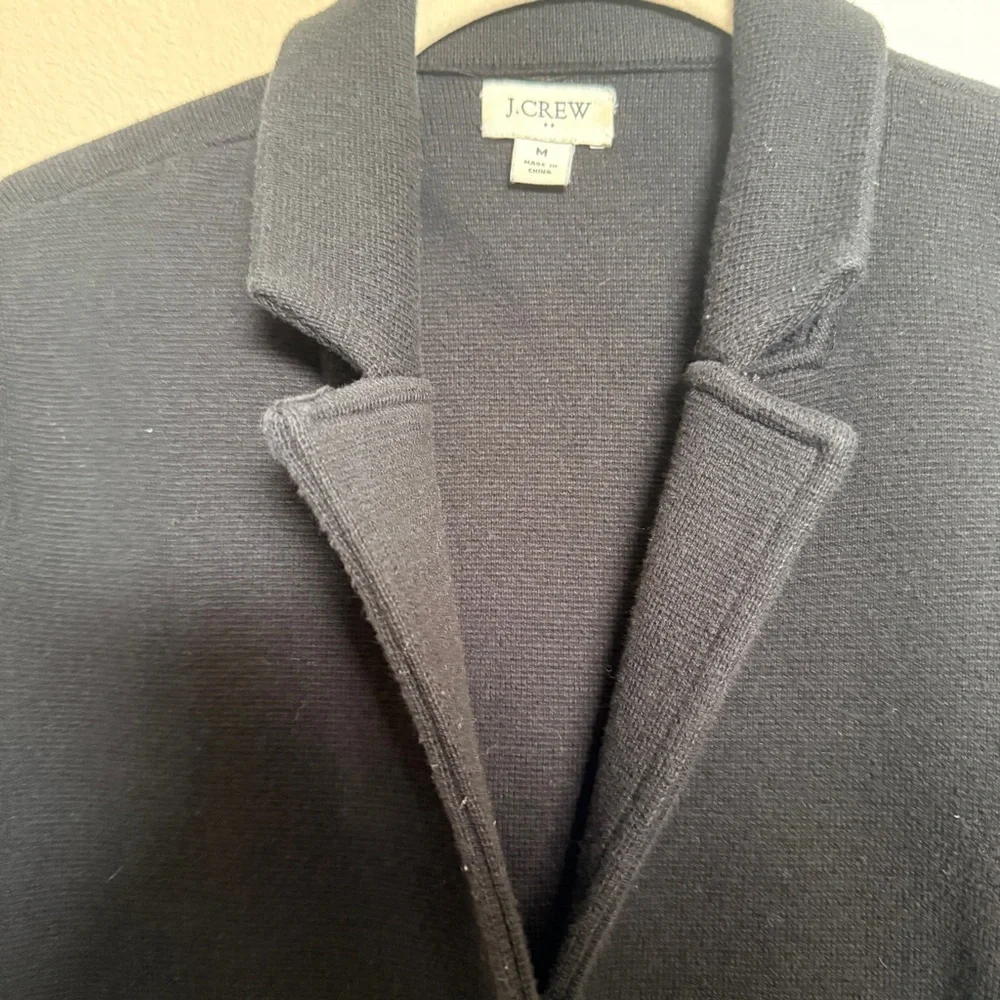 J. Crew Women's 100% Cotton Black Sweater Blazer Size M - Picture 3 of 7